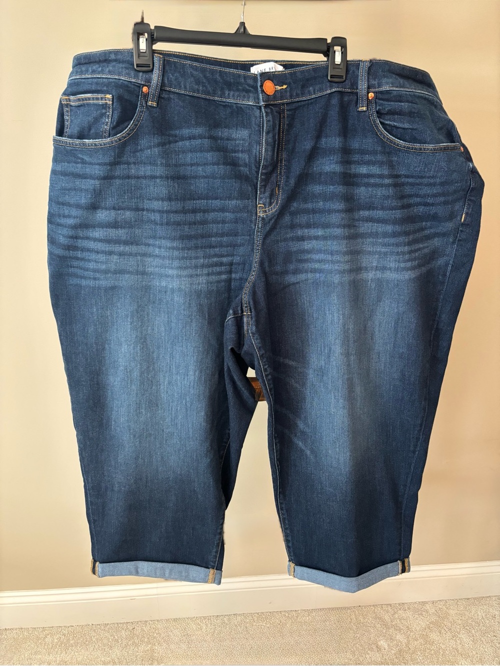Lane Bryant Blue Denim Jeans with Gold Stitching
